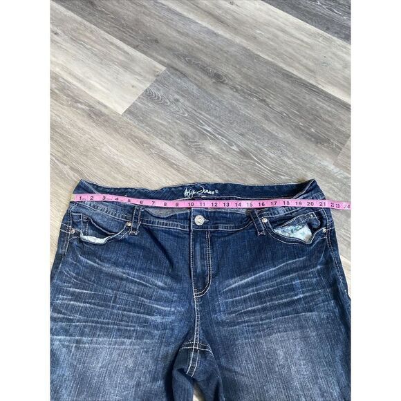 Ariya Jeans Shorts Womens 24 Blue Denim Mid Rise Plus Size Flap Pocket Embroider - Picture 10 of 11